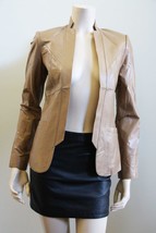 New Authentic Haute Hippe Camel Leather Jacket $890 - $123.25