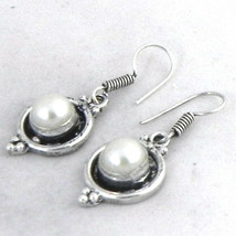 925 Sterling Silver Handmade Round Pearl Gemstone Earrings BES-1204 Her Gift - £15.16 GBP