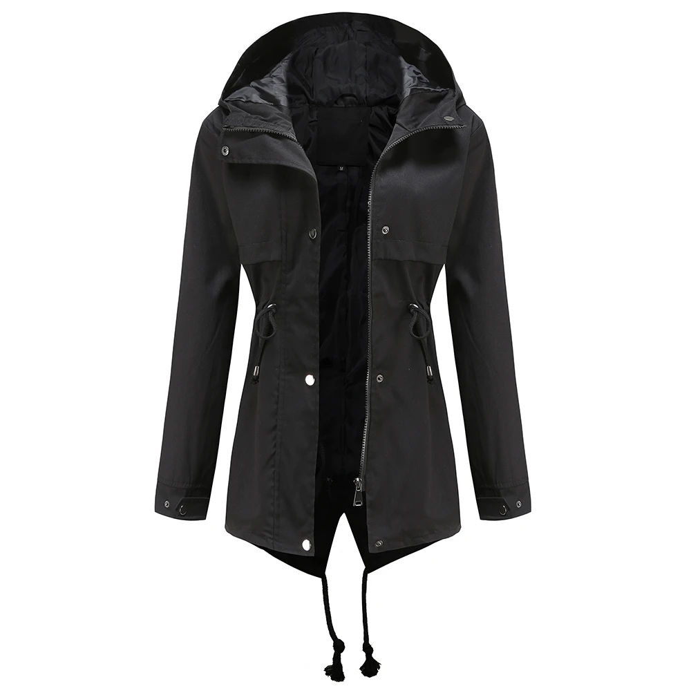 COCOTHIA  Autumn Windbreaker  Jacket Plus Size Zipper Pockets Shirrring Waist Ho - £143.57 GBP