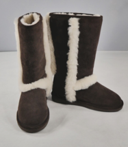 New Tall Brown Suede Boots Exposed Wool Blend Trim by Bearpaw Kendall Wm... - £47.95 GBP