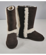 New Tall Brown Suede Boots Exposed Wool Blend Trim by Bearpaw Kendall Wm... - £47.54 GBP
