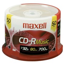 Maxell 625156 - CDR80MU50PK 80-Minute Music CD-Rs (50-ct Spindle) Red - £47.97 GBP
