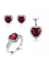 Luxury Wedding Engagement Proposal Jewelry Set S925 Real Silver Heart Corundum Z - £70.06 GBP