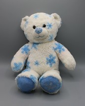 Build-A-Bear White Blue Snowflake Teddy Bear 17&quot; Winter Stuffed Animal - £15.48 GBP