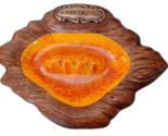 Vintage Treasure Craft Lava Red Orange Ashtray Washington Faux Wood  Glaze - $9.85