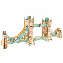 London Tower Bridge Model Kit - Wooden Laser-Cut 3D Puzzle (105 Pcs) - £33.62 GBP