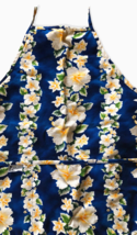 Hawaiian Apron Adult Tropical Floral Made in Hawaii Blue Pockets Cloth C... - $33.41