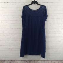 Lane Bryant Dress Womens 18/20 Blue Lace Overlay Short Sleeve Lined Mini  - £19.57 GBP