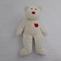 Ty Teddy Bear Plush White Red Heart Embroidered Beanie Buddies - $11.88