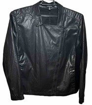 Eileen Fisher Jacket Women&#39;s 3X Black Moto Faux Leather Stylish Polished... - $42.01