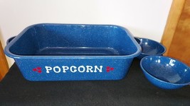 Decorative Popcorn Serving Tin Tray And 2 Tin Bowls - £11.90 GBP