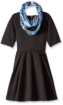 NWT My Michelle Big Girls&#39; Knit Skater Dress Short Sleeves and Necklace Sz 7 + - £11.86 GBP