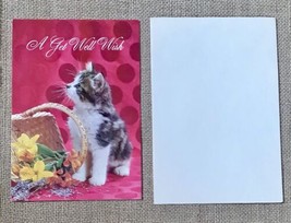 Vintage Kitten Chromes Greeting Card Innocent Kitty Overturned Basket Get Well - £4.65 GBP