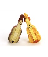Porcelain Cellos Salt &amp; Pepper Shakers, Brown &amp; Yellow, Made in Japan, V... - $13.37 CAD