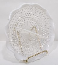 Anchor Hocking Moonstone 2 Part Relish Dish Opalescent crimped ruffled edges - £31.45 GBP