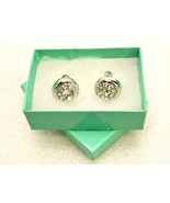 Coro Button Style Earrings, White Crystal, Silver Tone, Fashion Jewelry,... - $9.75