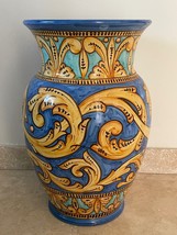 Huge 22&quot; Italian Solimene Vietri Baroque Decor Ceramic Umbrella Cane Stand 24 LB - £472.55 GBP