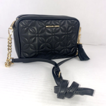 Michael Kors Quilted Camera Bag Black Leather Medium Zip Tassel Semi-Chain B2I - £63.60 GBP