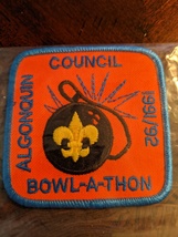 Algonquin Council 1991/92 Bowl-A-Thon Patch, Massachusetts, Cub Scouts, Like New - £4.79 GBP