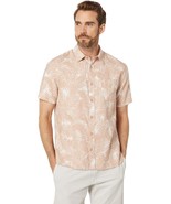 Vince Men&#39;s Linen Blend Palm Print Short Sleeve Shirt in Dk Rosewater - ... - $94.99