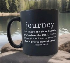 Religious Coffee Mug Journey Black Lord God Jeremiah 29:11 Ceramic Lighthouse  - $10.88