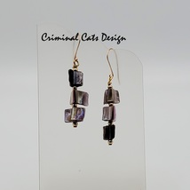 Purple Mother of Pearl Nuggets Earrings, hand made 