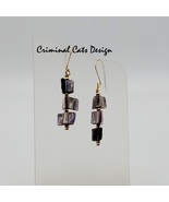Purple Mother of Pearl Nuggets Earrings, hand made  - £11.99 GBP