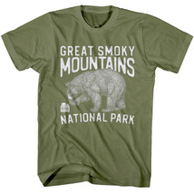 Great Smoky Mountains Bear Men&#39;s Green T Shirt National Park Tennessee North Car - £20.33 GBP+