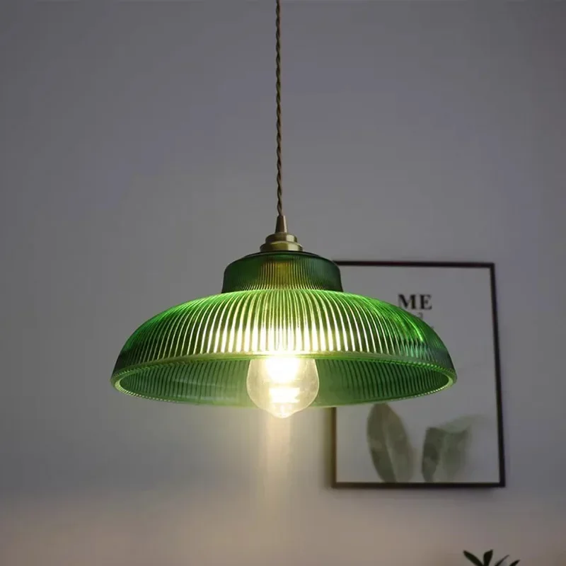 LED Vintage Glass Pendant Light Green Hanging Lamps Living Room Decor Lu... - £76.40 GBP+