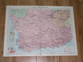 1940 Vintage Wwii Map Of South Africa / City Of Cape Town Kapstaad Inset Map - £15.31 GBP
