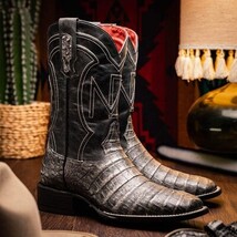 TUCSON Genuine Caiman Belly Skin Cowboy Boot from the Western Collection Stone G image 7
