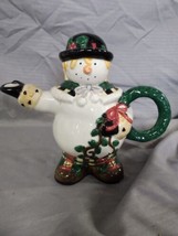  Debbie Mumm Holiday Ceramic Christmas Snowman Creamer 8oz cap.   - $11.75
