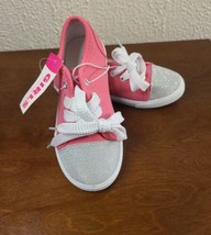 Girls Toddler Bobbie Brooks Tie Up Sneakers Tennis Shoes Size 12-Pink New - £10.99 GBP