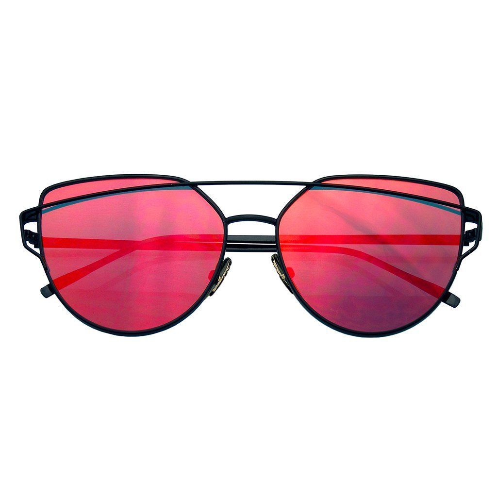 Nuevo Grande Cat Eye Gafas de Sol Plano Lente Espejada Metal Marco Moda Mujer Ee - £7.89 GBP