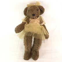 Ballerina BrownTeddy Bear Plush Stuffed Animal Long Legs Soft Fuzzy Vintage 80s - £17.07 GBP