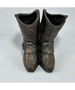 2-1/2&quot; Vintage Brass Cowboy Cowgirl Boots Figurine  Decor Western - £15.77 GBP