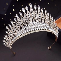 Wedding Bridal Tiaras | High Crystal Tiara | Bridal Silver Diadem | Clea... - £63.74 GBP