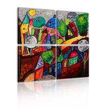 Tiptophomedecor Stretched Canvas Kids Art - Colourful City - Stretched &amp; Framed  - £79.00 GBP