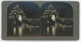 c1900&#39;s Real Photo Stereoview Festival Hall By Night LP Exposistion St. Louis MO - £36.63 GBP