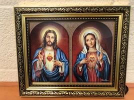 Sacred Heart of Jesus &amp; Immaculate Heart of Mary Picture Frame, New - £36.26 GBP