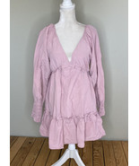 lulus NWT women’s plunging neckline long sleeve Ruffle dress size S pink o8 - £22.74 GBP
