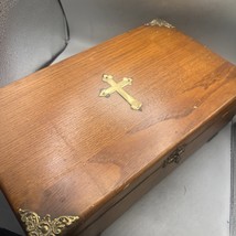 Antique 1890 Catholic Sick Visit Last Rites Traveling Altar Wood Box ~in... - $108.89