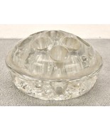 Vintage Glass Flower Frog, Small 9 Hole Floral Arrangement, Clear Glass, 3&quot; - $20.07 CAD