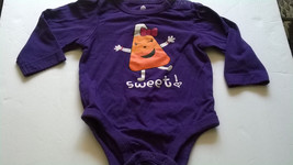 Infant Girl Purple Halloween One piece Bodysuit 3-6 Months &quot; Sweet&quot; Candy Corn - £7.99 GBP