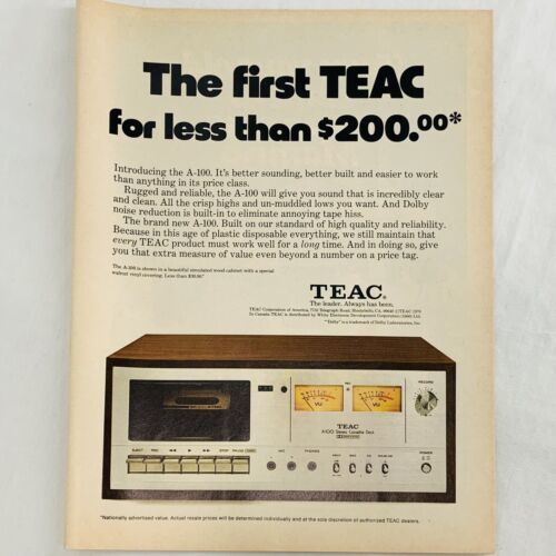 Vintage 1970&#39;s Technics A-100 Stereo Cassette Tape Deck Magazine Print A... - $6.62