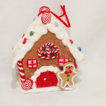 Gingerbread Man House Christmas Ornament 3&quot; Cookie Sugar Glitter Gumdrop Resin - £13.10 GBP