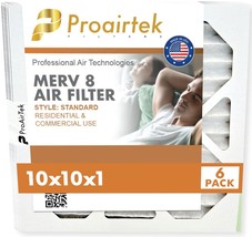 Proairtek AF10101M08SWH Model MERV08 10x10x1 Air Filters (Pack of 6) - £21.53 GBP