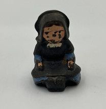 Vintage Mini Cast Iron Kneeling Amish Women Hand Painted 1 1/4&quot; Tall Han... - £7.38 GBP