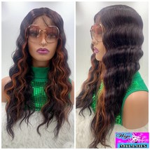 Ocean&quot; with middle part, Soft deep  waves, heat resistant lace front wig, with b - £55.04 GBP