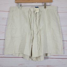 Eddie Bauer Women&#39;s Linen Beige Flat Front Shorts Size 18 NWT - $19.79